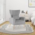 Velvet Upholstered Wingback Chair with Lumbar Pillow and Golden Metal Legs-Gray Online Hot Sale