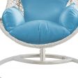 40  Blue and Steel stand finished Metal Outdoor Swing Chair with Blue Cushion For Discount