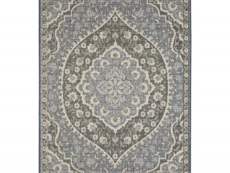 10  X 13  Blue and Green Oriental Stain Resistant Indoor Outdoor Area Rug Fashion