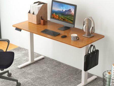 55 x 24 Inches Sit Stand Home Office Desk with 3 Memory Height Settings-Natural Online now