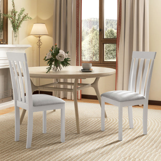 Dining Chair Set of 2 Upholstered Wooden Kitchen Chairs with Padded Seat and Rubber Wood Frame-White Online