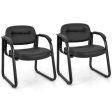 Waiting Room Chair Set of 2 Reception Chairs with Sled Base and Padded Arm Rest-Black Discount