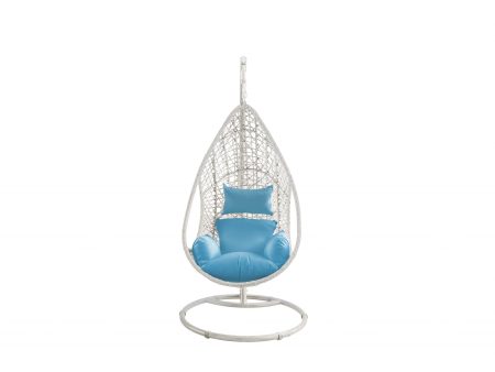 40  Blue and Steel stand finished Metal Outdoor Swing Chair with Blue Cushion For Discount