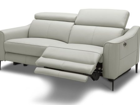 60  Gray And Black Top Grain Leather Power Reclining Loveseat Supply