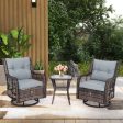 3 Pieces Outdoor Swivel Rocker Set with Small Side Table-Gray For Cheap