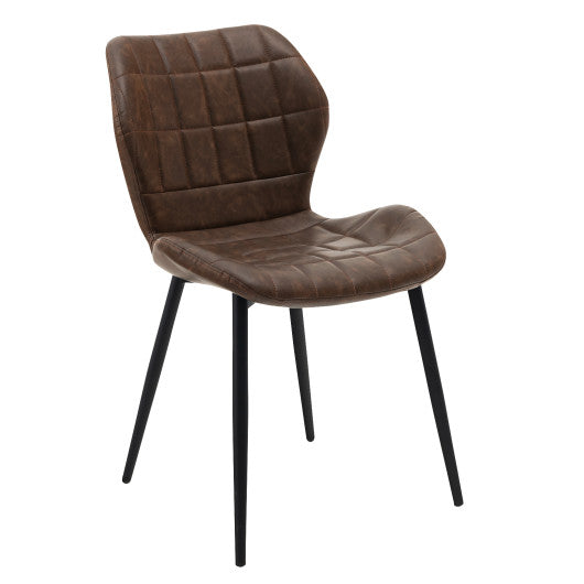 Dining Chairs Set of 2 with Padded Back  Metal Legs and Adjustable Foot Pads-Brown Hot on Sale