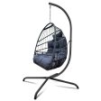 38  Slate Gray and Black Metal Indoor Outdoor Swing Chair with Slate Gray Cushion Discount