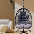 38  Slate Gray and Black Metal Indoor Outdoor Swing Chair with Slate Gray Cushion Discount