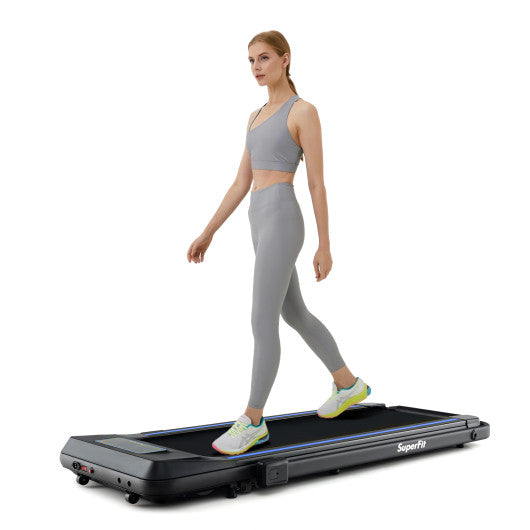 2 in 1 Folding Treadmill with Incline with Remote Control-Blue Online Sale