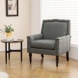 Mid-century Modern Armchair Linen Fabric Upholstered Accent Chair with Cushion-Gray Cheap