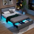 Full Queen Twin Size Bed Frame with LED Lights Drawer and Metal Slats-Queen Size Discount