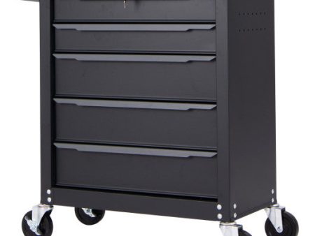 5-Drawer Tool Storage Cabinet with Hanging Holes and Central Keyed Locking System-Black For Cheap