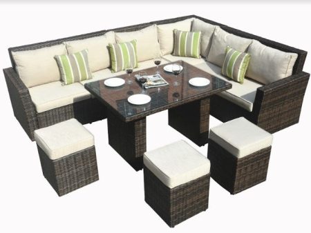 180.96  X 33.54  X 34.71  Brown 8Piece Outdoor Sectional Set With Cushions Online Hot Sale