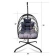 38  Slate Gray and Black Metal Indoor Outdoor Swing Chair with Slate Gray Cushion Discount