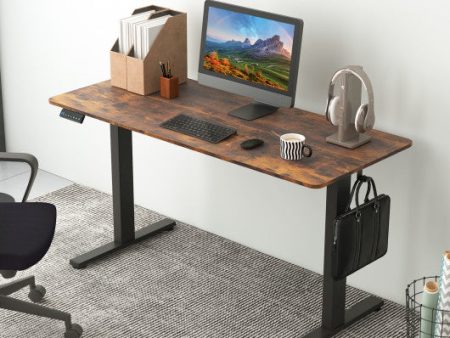 55 x 24 Inches Sit Stand Home Office Desk with 3 Memory Height Settings-Rustic Brown Supply