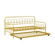 Twin Size Golden Metal Daybed with Trundle and Lockable Wheels-Twin Size Cheap