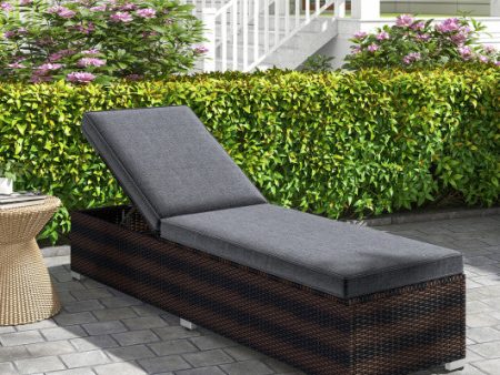 Patio Wicker Lounge Chair with 4-level Backrest and Long Seat Cushion-Brown For Cheap