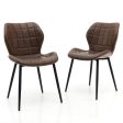 Dining Chairs Set of 2 with Padded Back  Metal Legs and Adjustable Foot Pads-Brown Hot on Sale