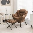 Modern Accent Sofa Chair with Folding Footrest and Side Pocket-Brown Online Sale