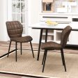 Dining Chairs Set of 2 with Padded Back  Metal Legs and Adjustable Foot Pads-Brown Hot on Sale