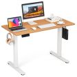 Electric Standing Desk with 3 Memory Height Settings and 2 Hanging Hooks & Cable Management-Natural For Discount