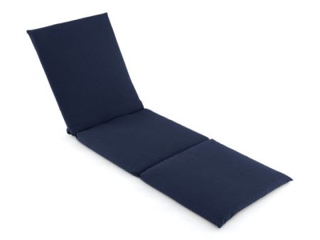 Outdoor Chaise Lounge Cushion Patio Furniture Folding Pad with Fixing Straps-Navy Supply