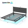 Full Queen Size Floating Bed Frame with LED and Headboard and Charging Station-Queen Size Sale