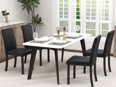 Dining Chair Set of 4 Upholstered Kitchen Dinette Chairs with Wood Frame-Black on Sale