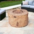 37  Brown Faux Wood Stump Propane Round Fire pit With Cover Fashion