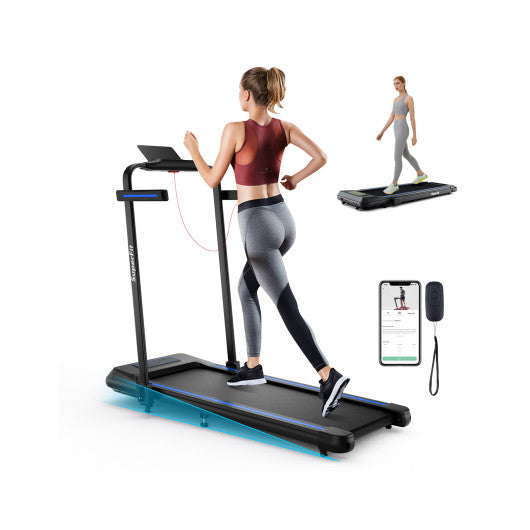 2 in 1 Folding Treadmill with Incline with Remote Control-Blue Online Sale