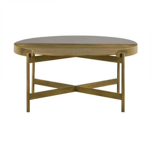 32  Gray And Brass Concrete And Metal Round Coffee Table Supply