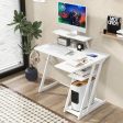 L Shaped Gaming Desk with Outlets and USB Ports-White Online Sale